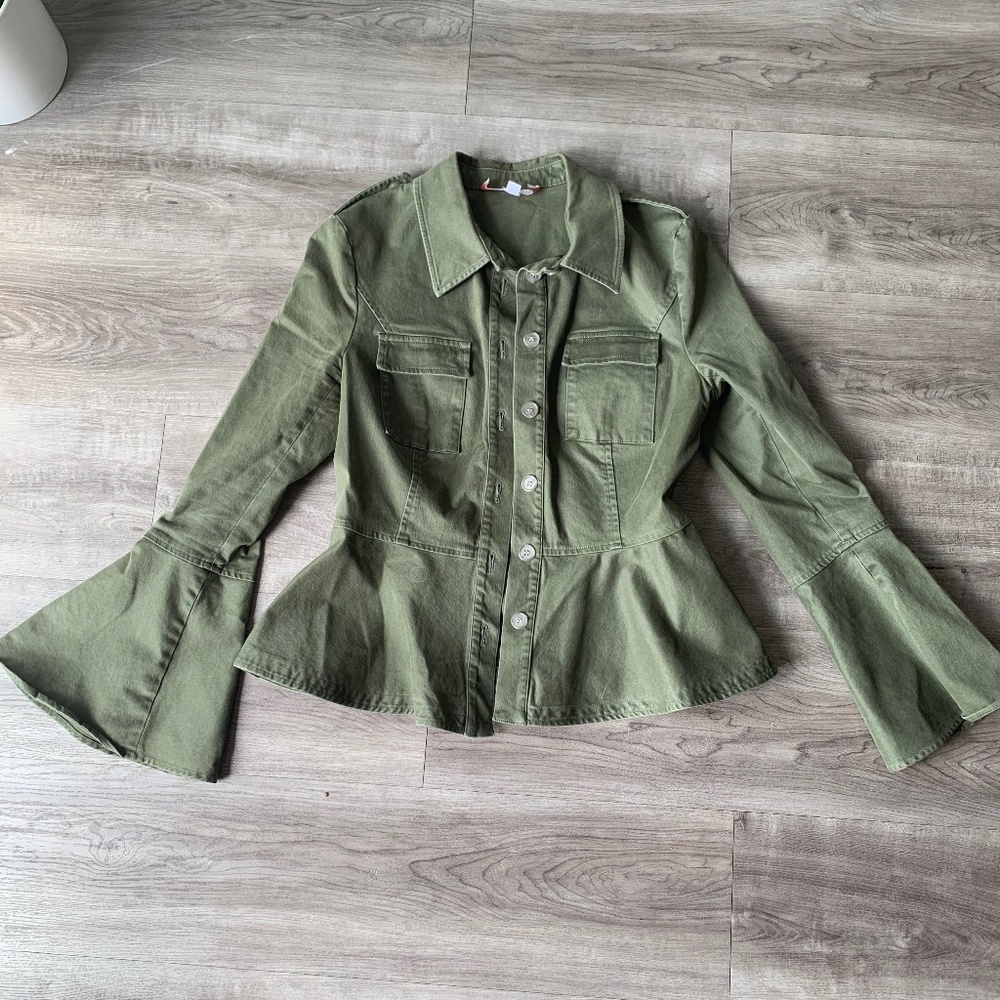 Scripted Military Peplum Jacket - image 2